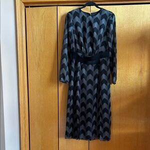 Elegant Black and White Chevron Dress